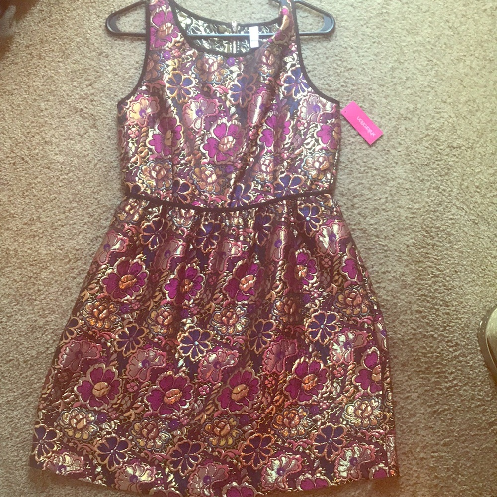 Jrs Metallic Flower Dress